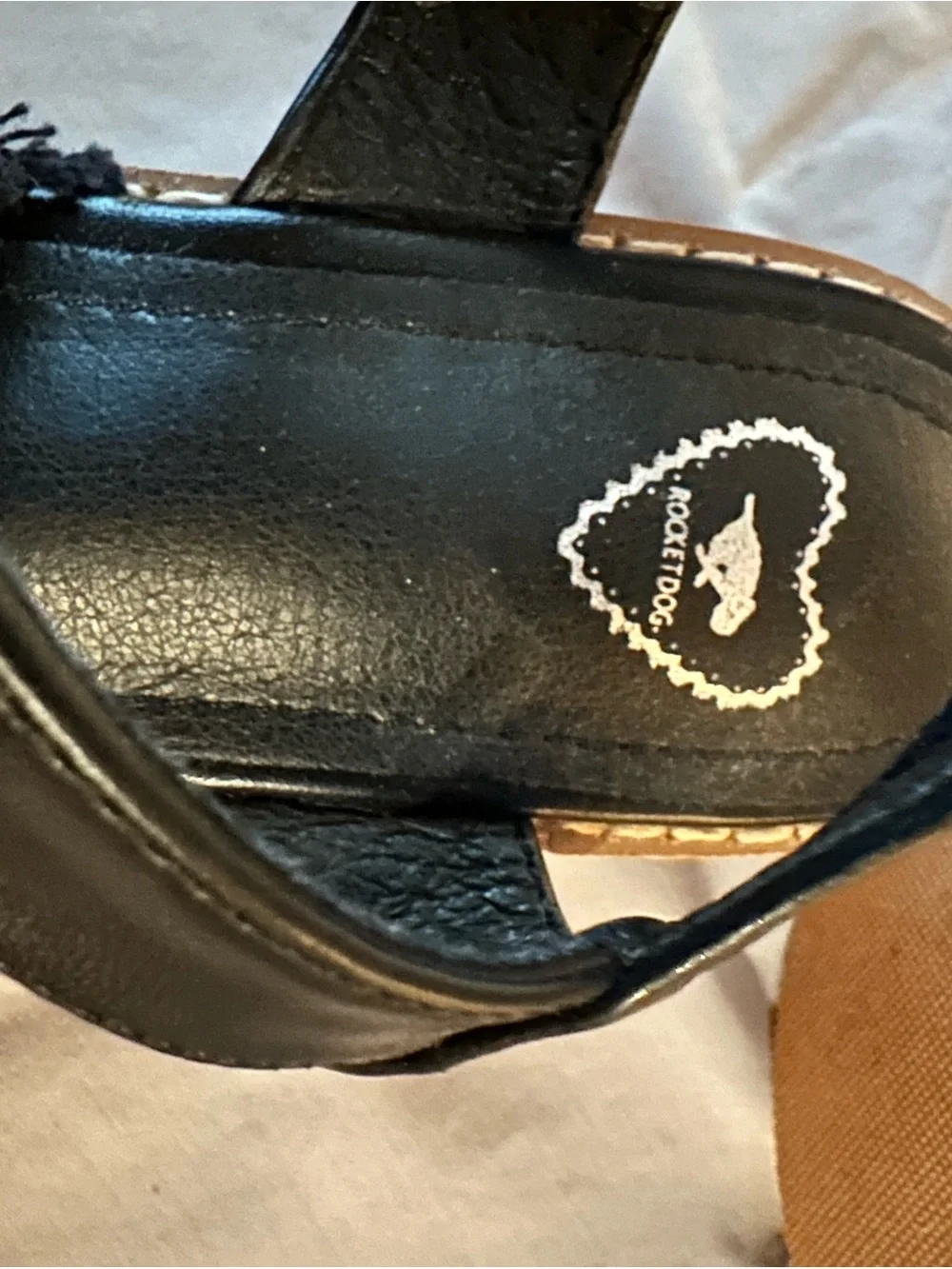 Women’s Black Frayed Strap Platform Sandals